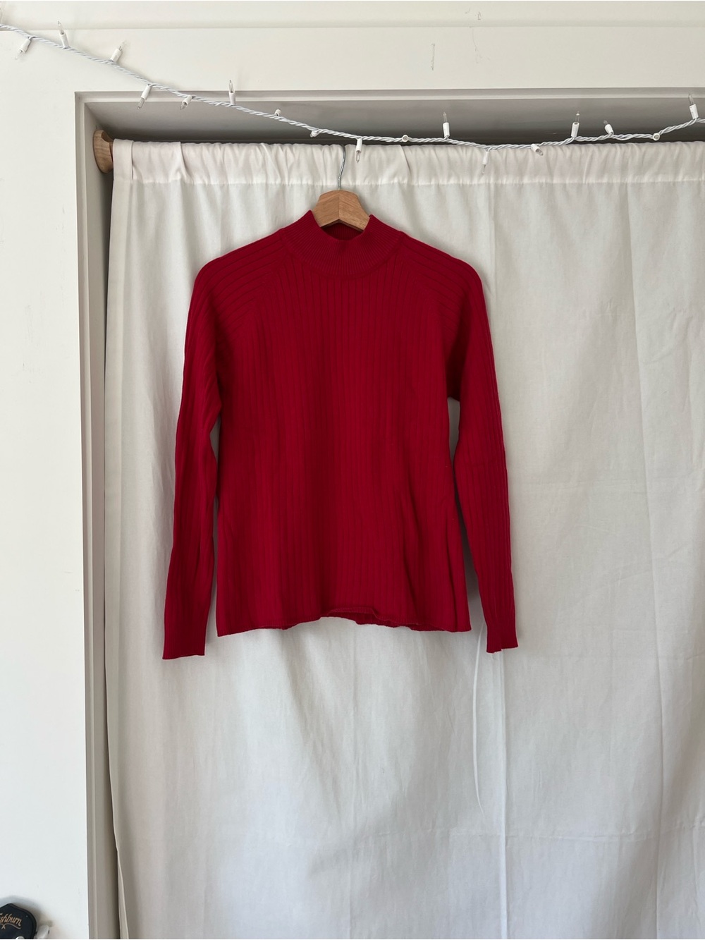White Stag Red Ribbed Mock-Neck Sweater